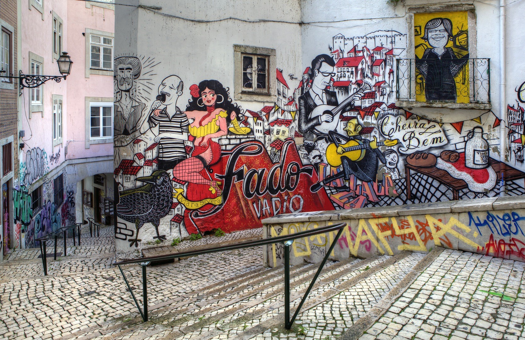 Un murales del fado in Portogallo